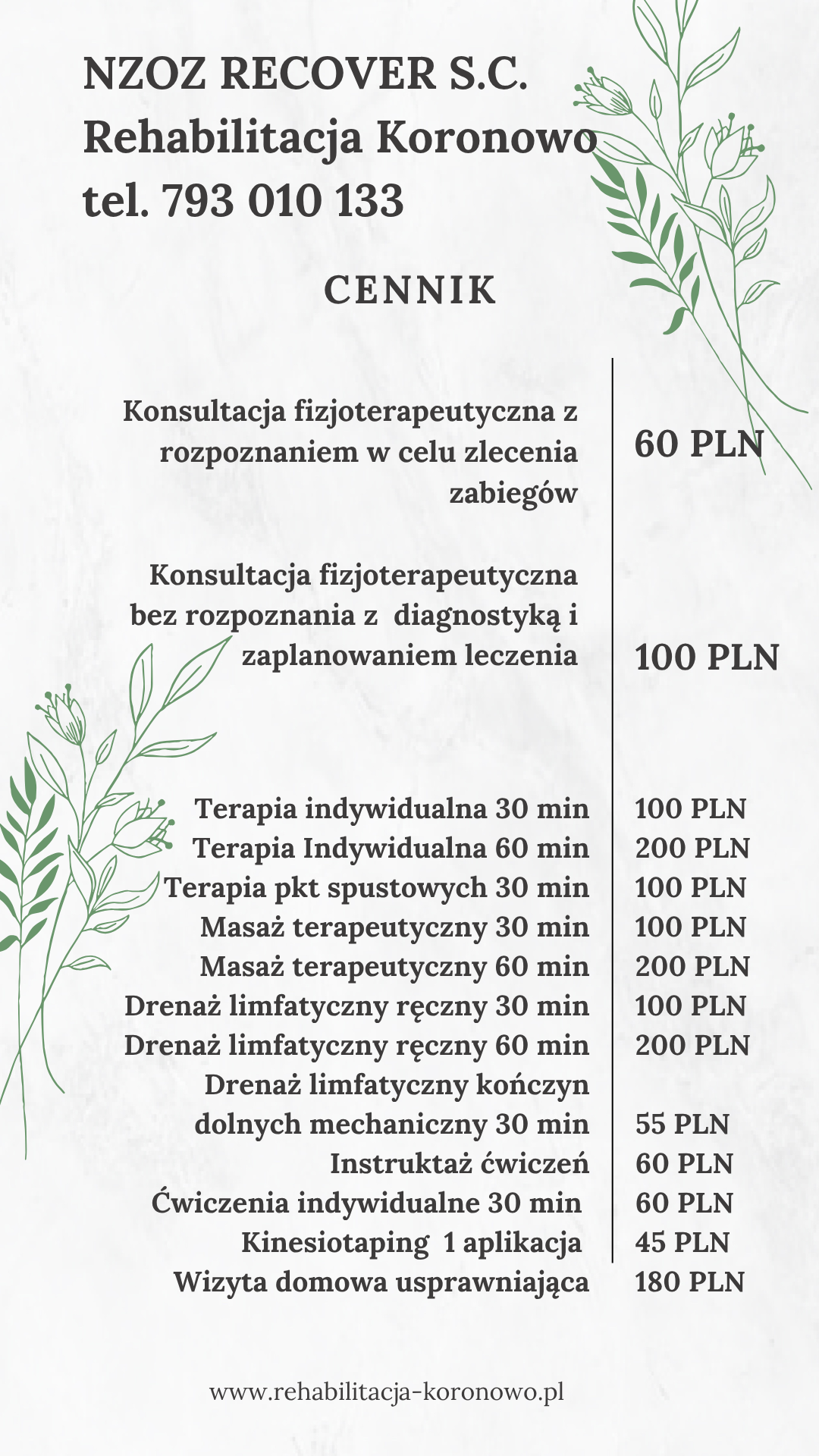 Cennik Terapie